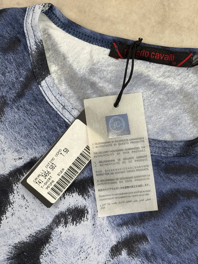 2000s Roberto Cavalli Blue Animal Zebra T-Shirt wkjkGUb 7
