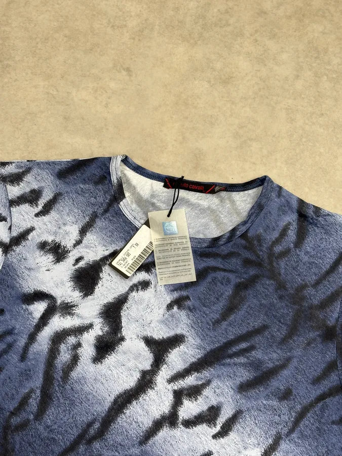 2000s Roberto Cavalli Blue Animal Zebra T-Shirt wkjkGUb 3