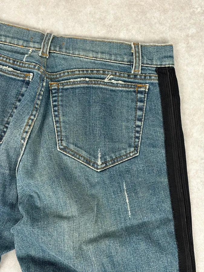 2000s Roberto Cavalli Blue Straight Contrast Side Stripe Denim Jeans hoDzZwc 7
