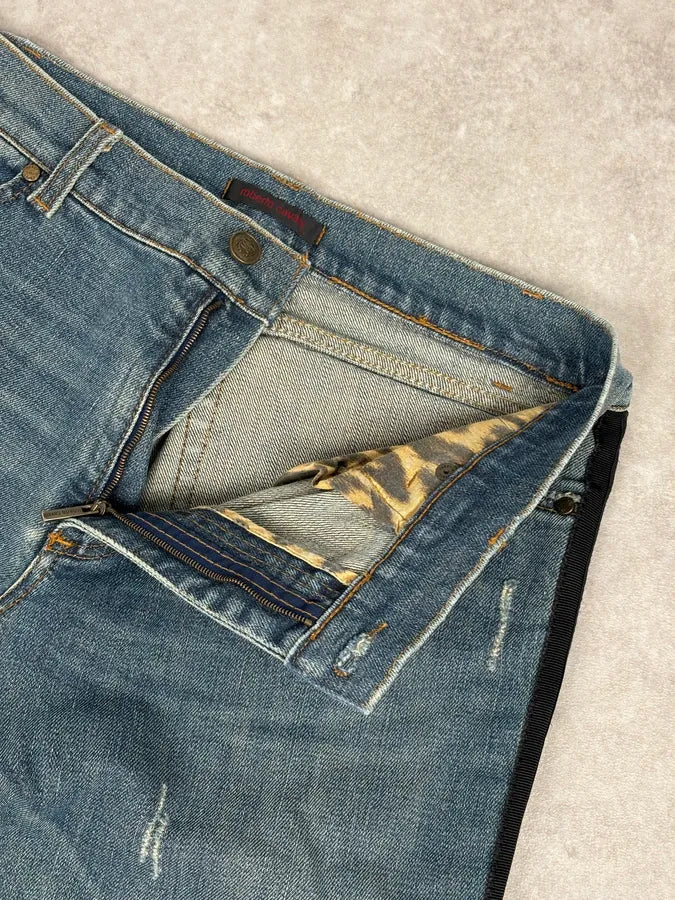 2000s Roberto Cavalli Blue Straight Contrast Side Stripe Denim Jeans hoDzZwc 8