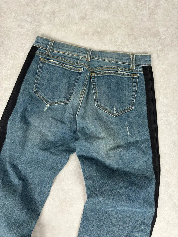 2000s Roberto Cavalli Blue Straight Contrast Side Stripe Denim Jeans hoDzZwc 6