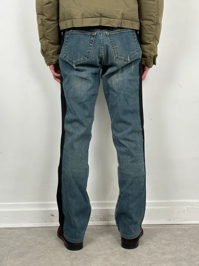 2000s Roberto Cavalli Blue Straight Contrast Side Stripe Denim Jeans hoDzZwc 3