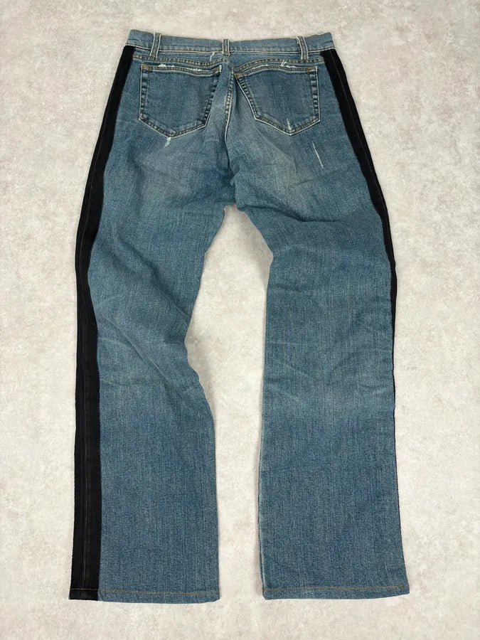 2000s Roberto Cavalli Blue Straight Contrast Side Stripe Denim Jeans hoDzZwc 5