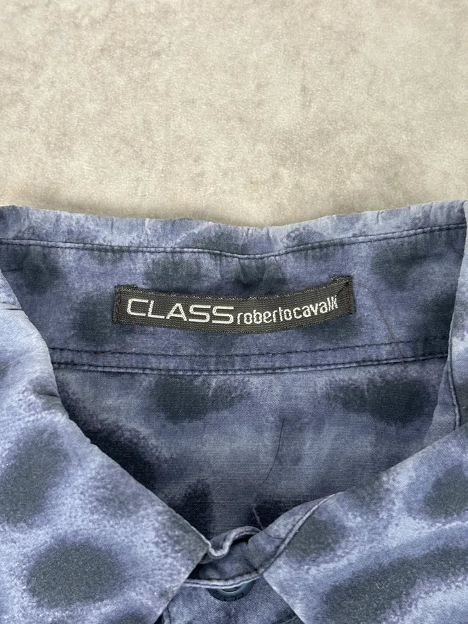 Roberto Cavalli Blue Leopard Obscure Shirt mOUEoNt 7