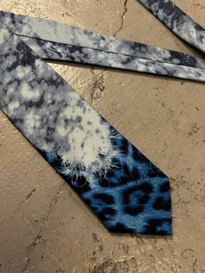 Roberto Cavalli Blue Silk Leopard Print Tie UPhqPcz 3