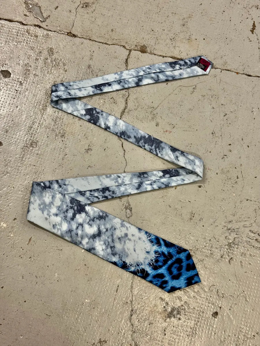 Roberto Cavalli Blue Silk Leopard Print Tie UPhqPcz 1