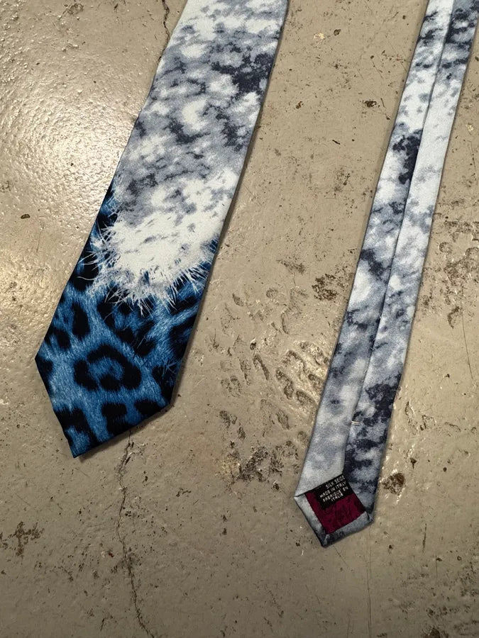 Roberto Cavalli Blue Silk Leopard Print Tie UPhqPcz 4