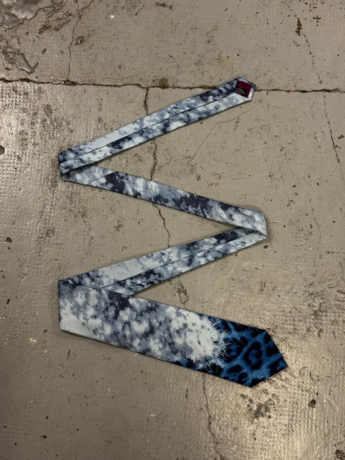 Roberto Cavalli Blue Silk Leopard Print Tie UPhqPcz 2