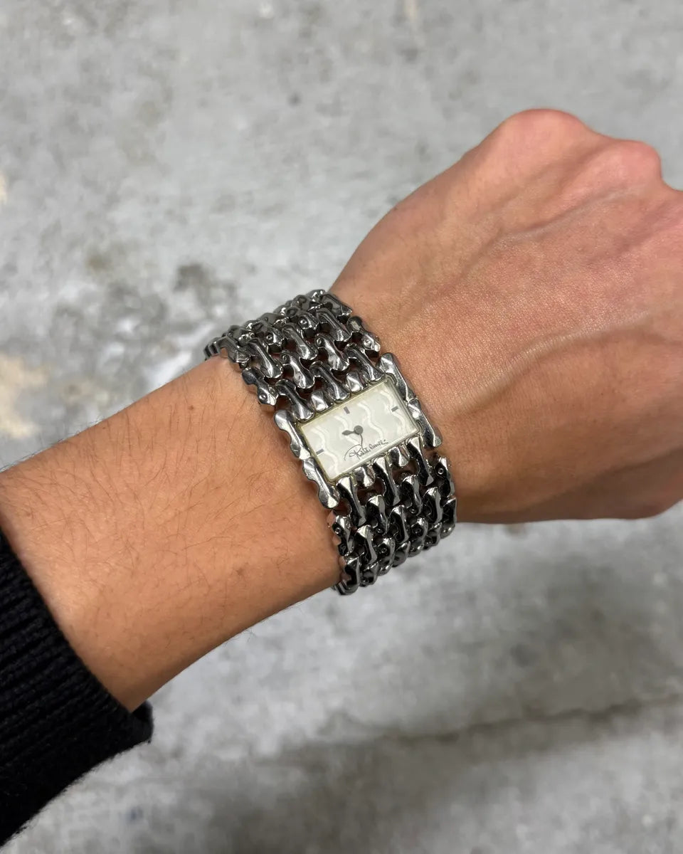 Roberto Cavalli Bones Skeleton Effect Silver Steel Watch (OS) 0