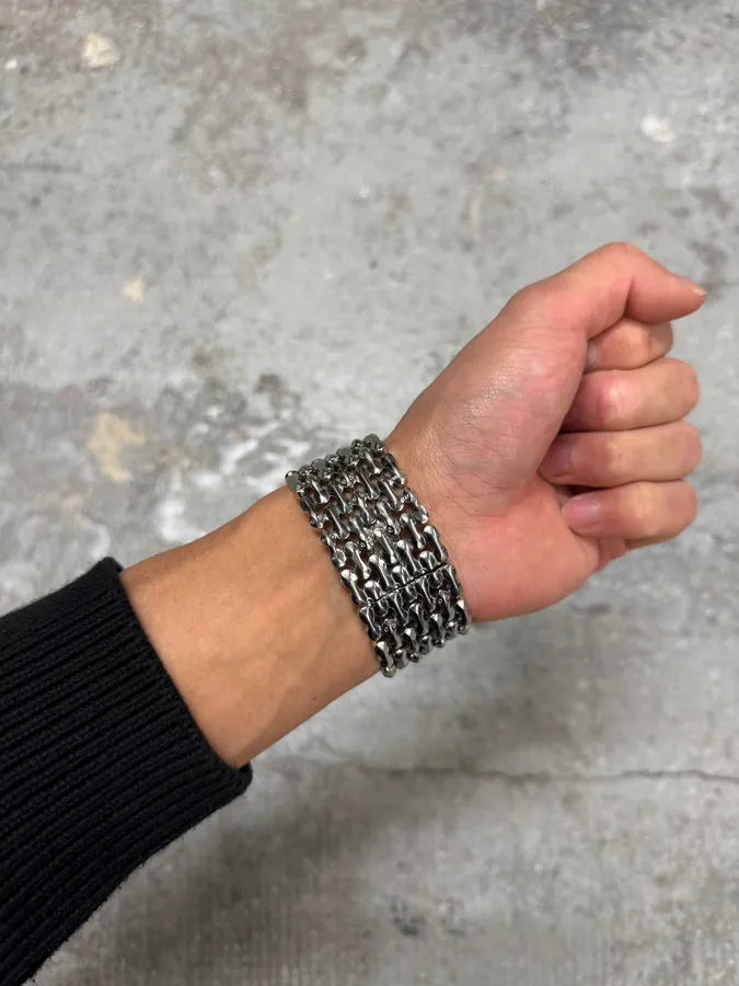 Roberto Cavalli Bones Skeleton Effect Silver Steel Watch (OS) 1