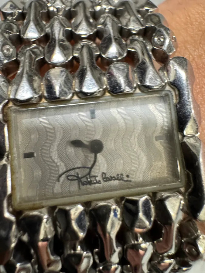 Roberto Cavalli Bones Skeleton Effect Silver Steel Watch (OS) 7