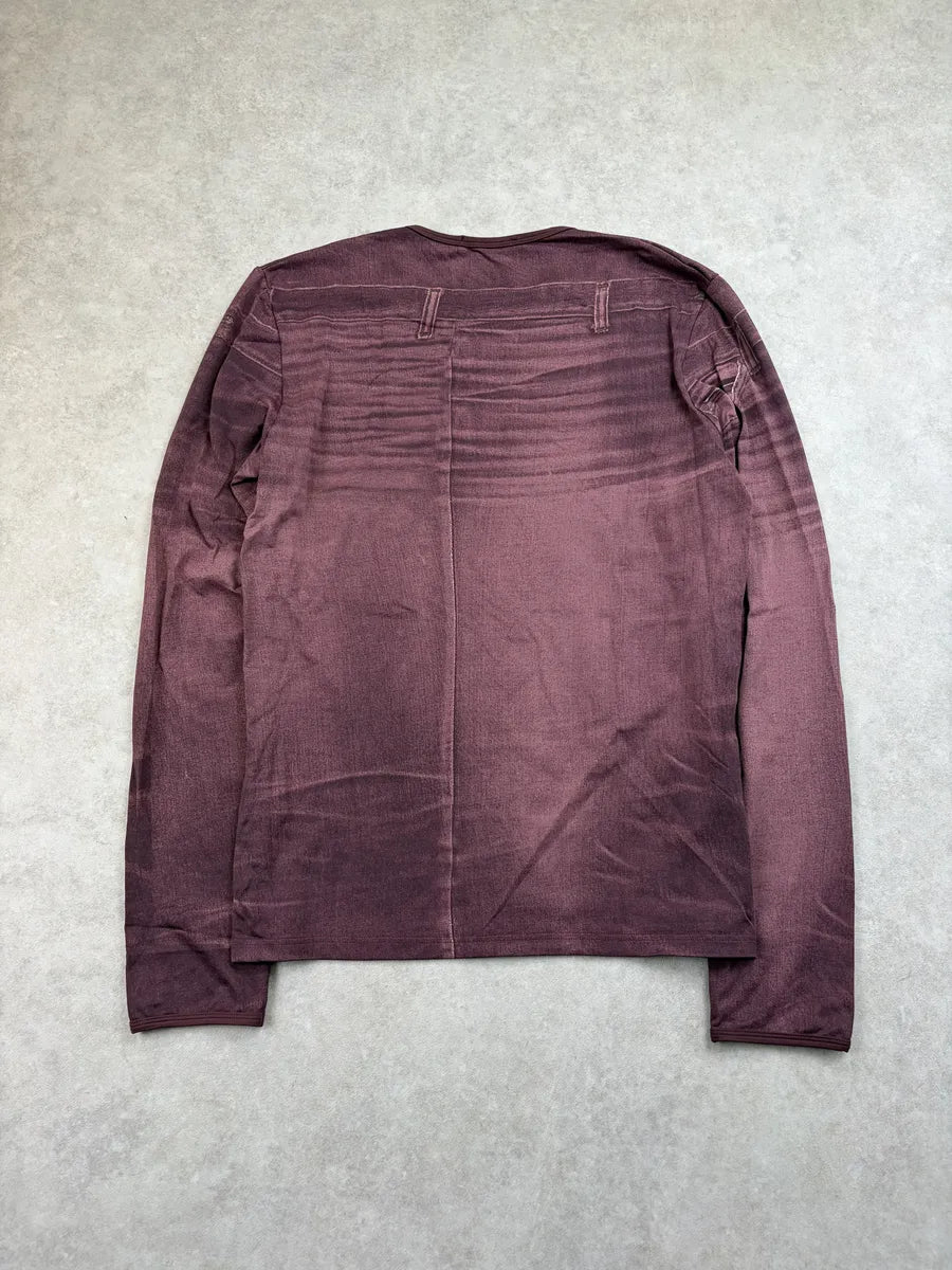 2000s Cavalli Bordeaux Denim Trompe LOeil Washed Longsleeve NfCJuqA 5