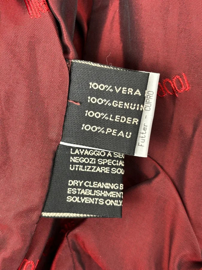 AW2000 Roberto Cavalli Bordeaux Leather Crocodile Embossed Leather Jacket QwjnUzi 11