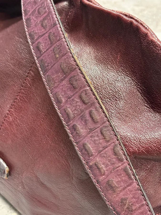 Roberto Cavalli Bordeaux Studded Leather Shoulder Bag cLfoigB 9