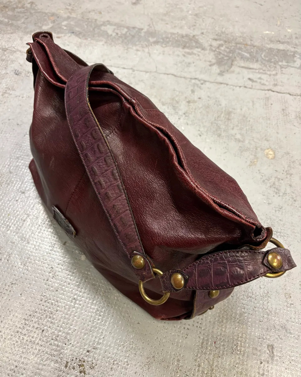 Roberto Cavalli Bordeaux Studded Leather Shoulder Bag cLfoigB 5
