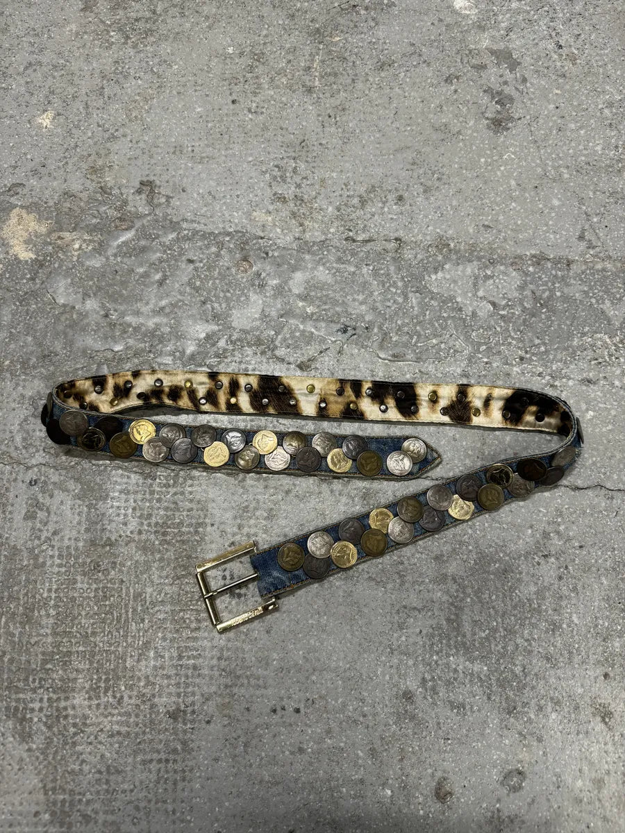 Roberto Cavalli Bronze Money Denim Belt (OS) 1
