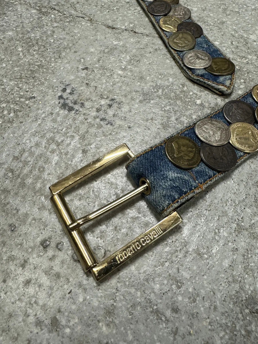 Roberto Cavalli Bronze Money Denim Belt (OS) 4