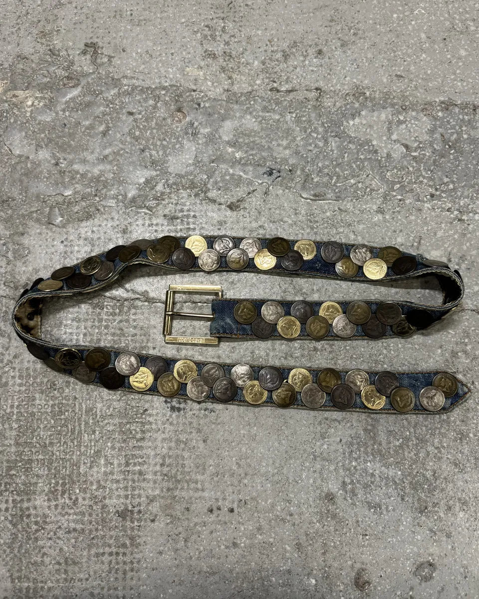 Roberto Cavalli Bronze Money Denim Belt (OS) 5