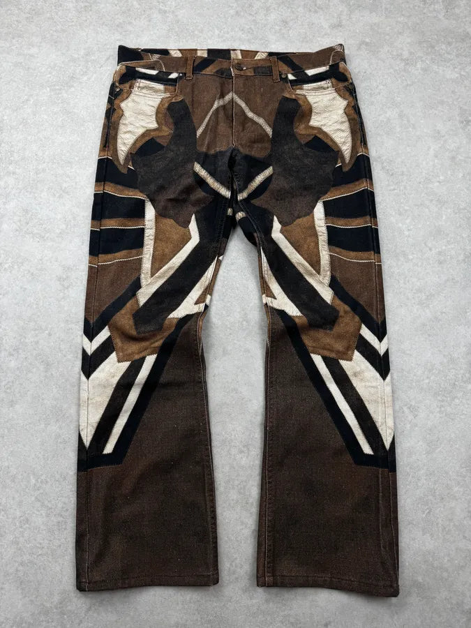 2010s Roberto Cavalli Brown Beige Santiag Pattern Pants yVoTioQ 0