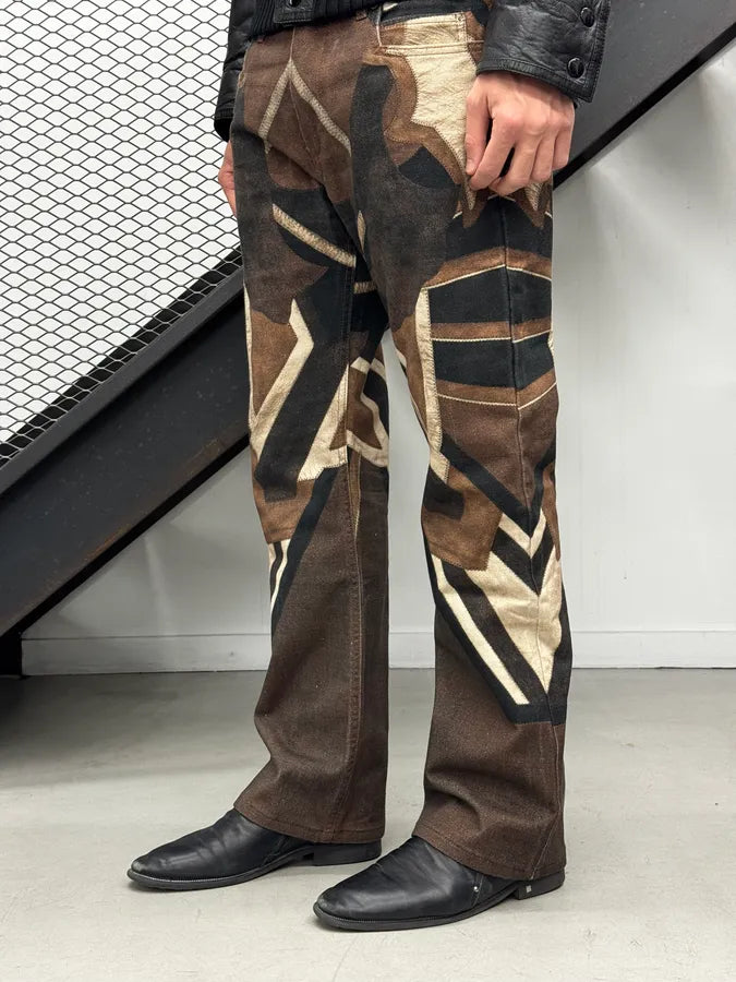 2010s Roberto Cavalli Brown Beige Santiag Pattern Pants yVoTioQ 3