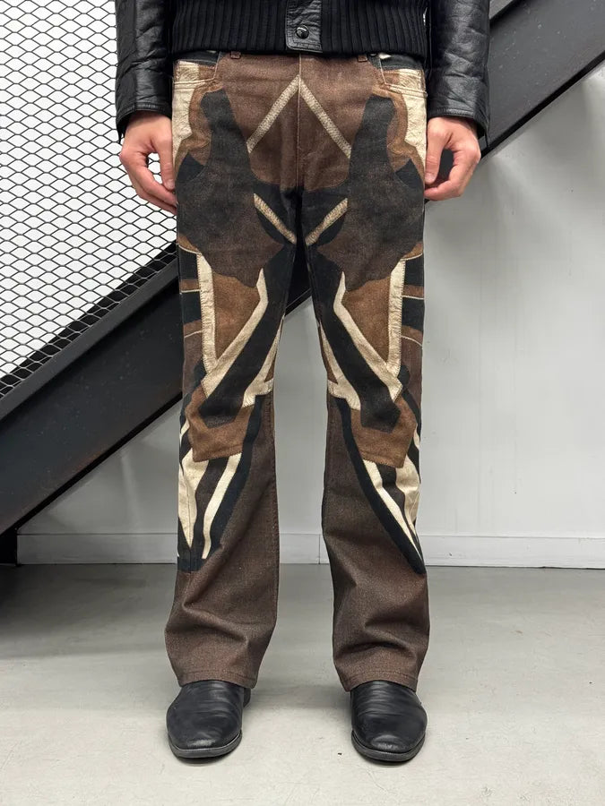 2010s Roberto Cavalli Brown Beige Santiag Pattern Pants yVoTioQ 2
