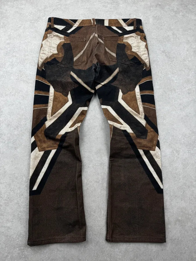 2010s Roberto Cavalli Brown Beige Santiag Pattern Pants yVoTioQ 1