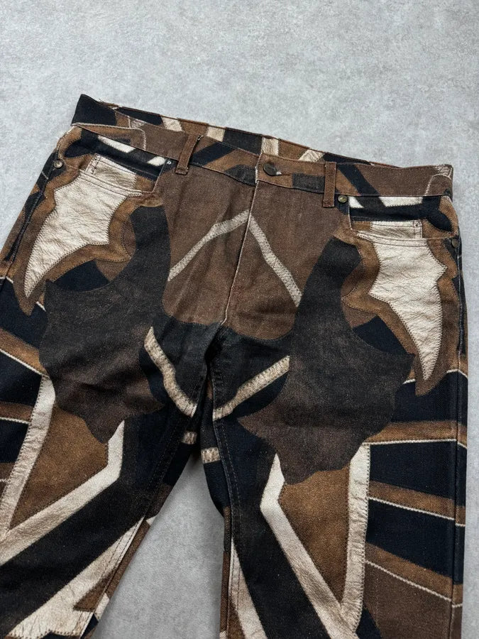 2010s Roberto Cavalli Brown Beige Santiag Pattern Pants yVoTioQ 5