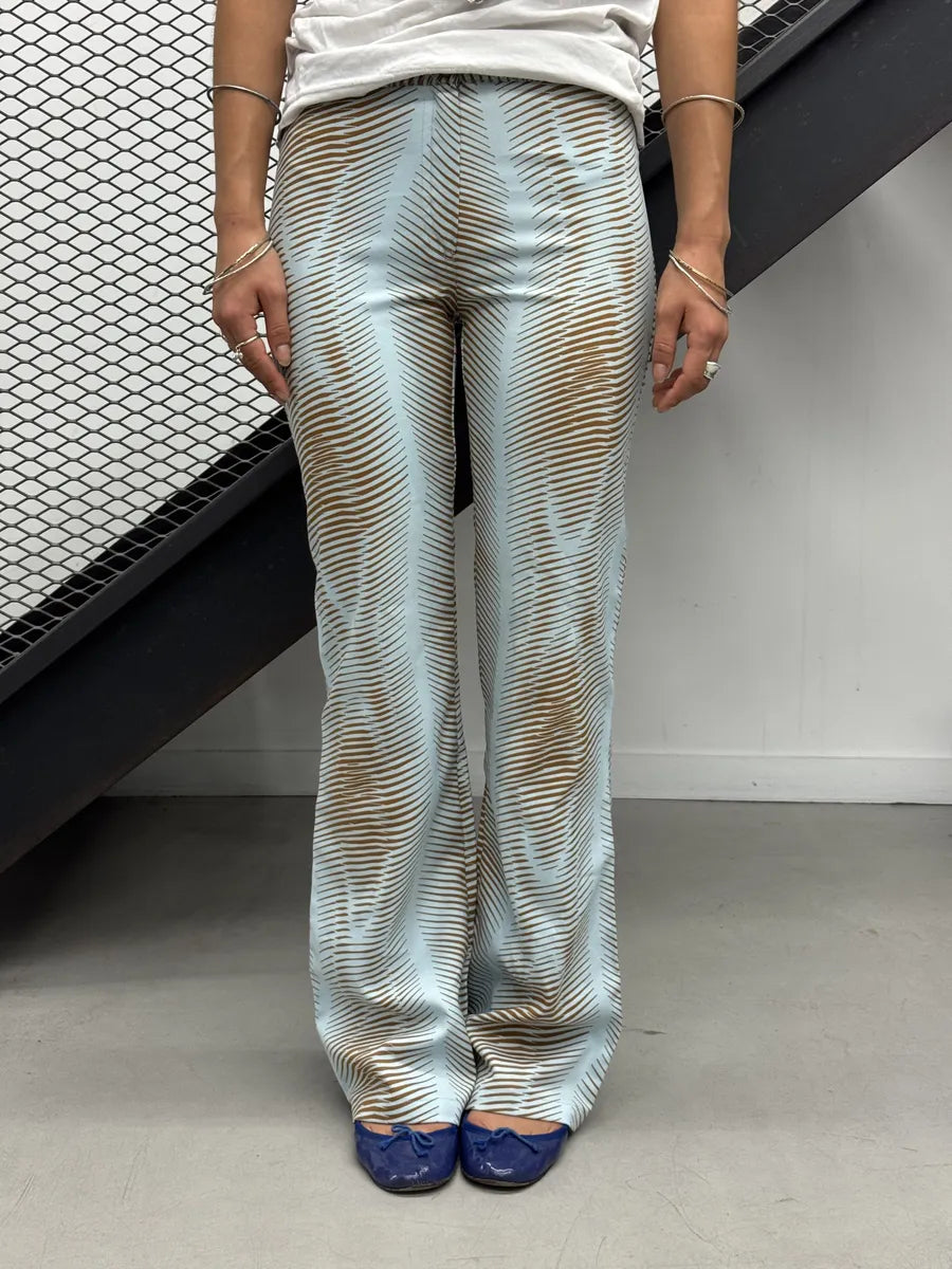 2000s Cavalli Brown Abstract Striped Wide-Leg Pants pSPsJAu 0