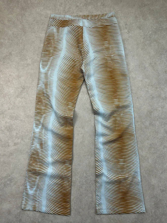 2000s Cavalli Brown Abstract Striped Wide-Leg Pants pSPsJAu 6