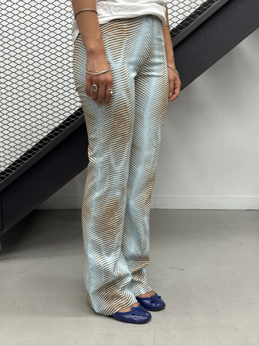 2000s Cavalli Brown Abstract Striped Wide-Leg Pants pSPsJAu 1