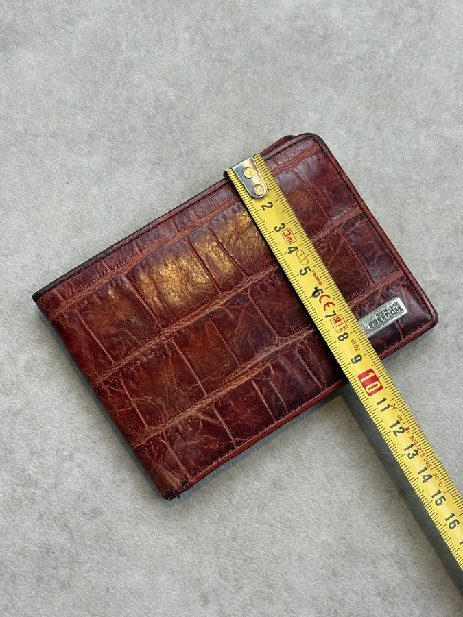 Roberto Cavalli Brown Crocodile Embossed Leather Wallet reMXnET 7