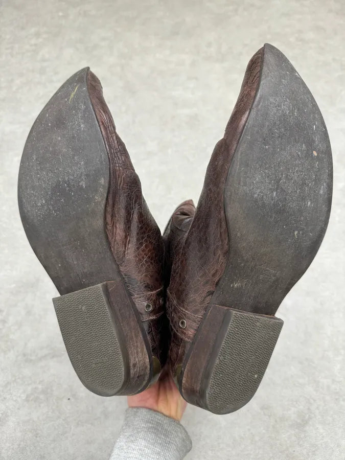 Roberto Cavalli Brown Crocodile Embossed Leather Western Boots  UhjWkdy 6