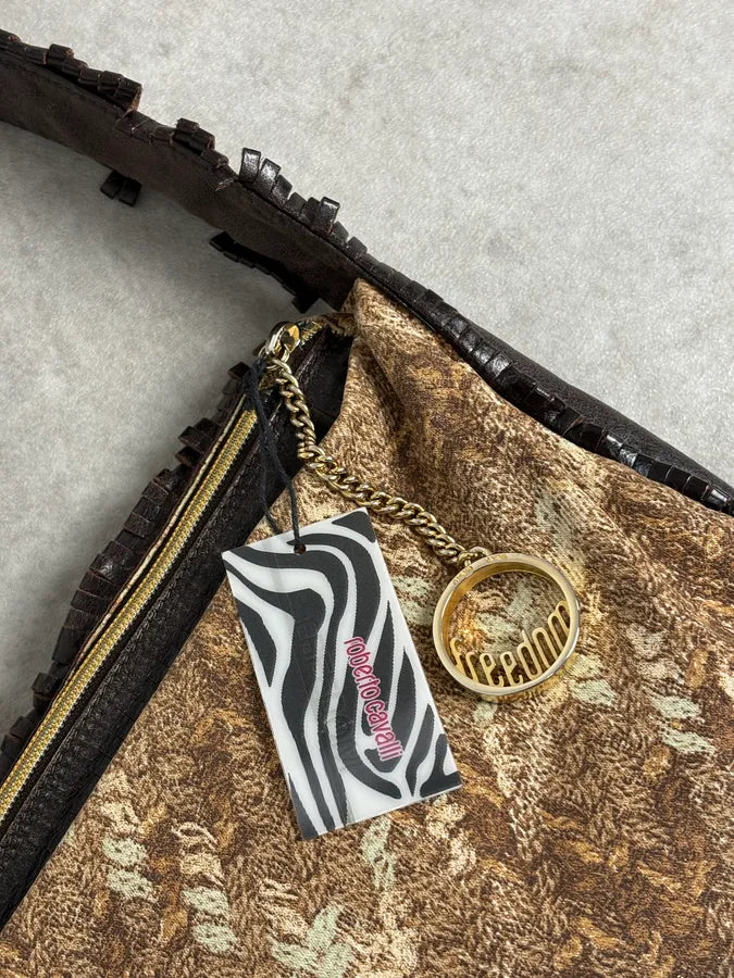 Roberto Cavalli Brown Crushed Velvet Hobo Shoulder Bag AWkPbpB 3