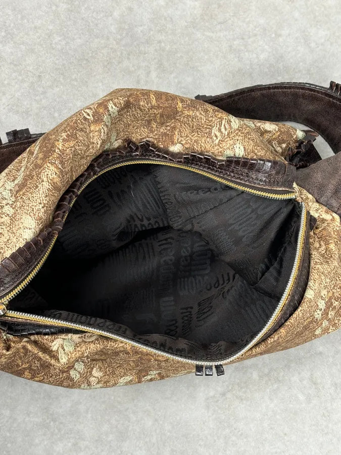 Roberto Cavalli Brown Crushed Velvet Hobo Shoulder Bag AWkPbpB 12