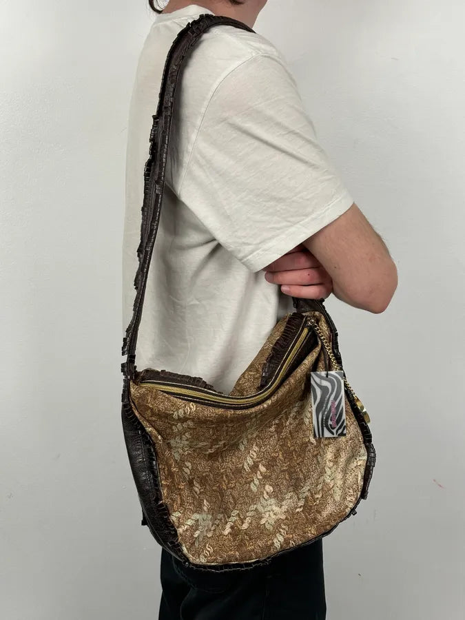 Roberto Cavalli Brown Crushed Velvet Hobo Shoulder Bag AWkPbpB 2