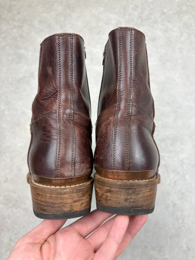 Roberto Cavalli Brown Leather Chelsea Boots GIWPHFl 5