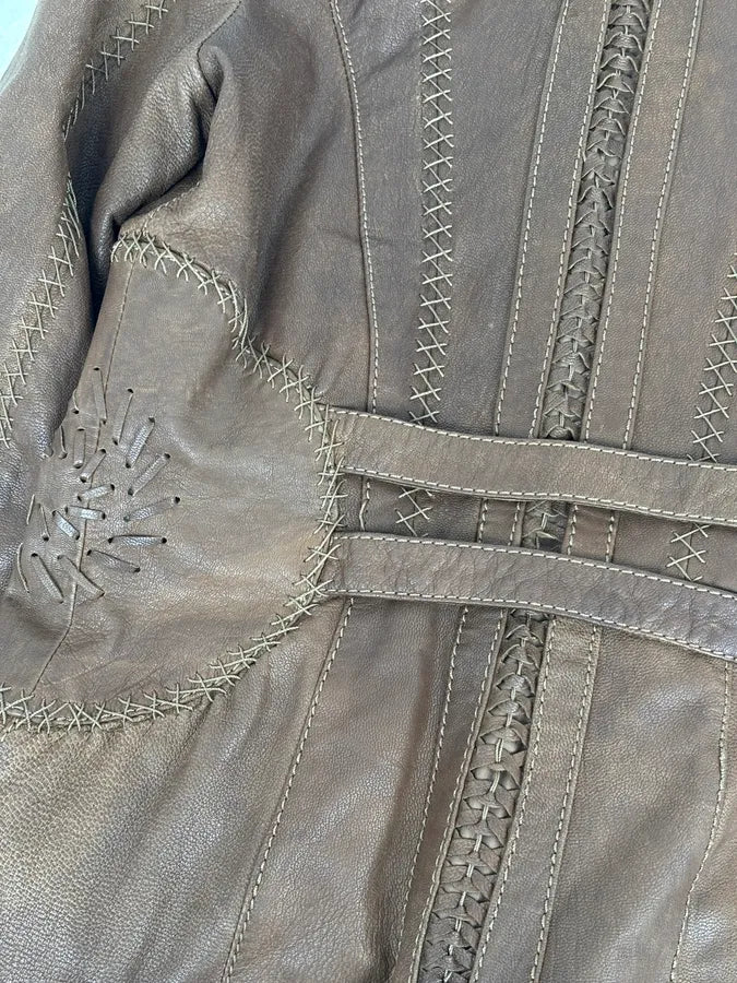 2000s Roberto Cavalli Brown Premium Leather Fur Trench Coat ppHqwDV 10