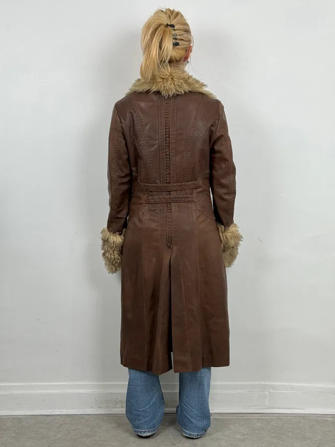 2000s Roberto Cavalli Brown Premium Leather Fur Trench Coat ppHqwDV 2