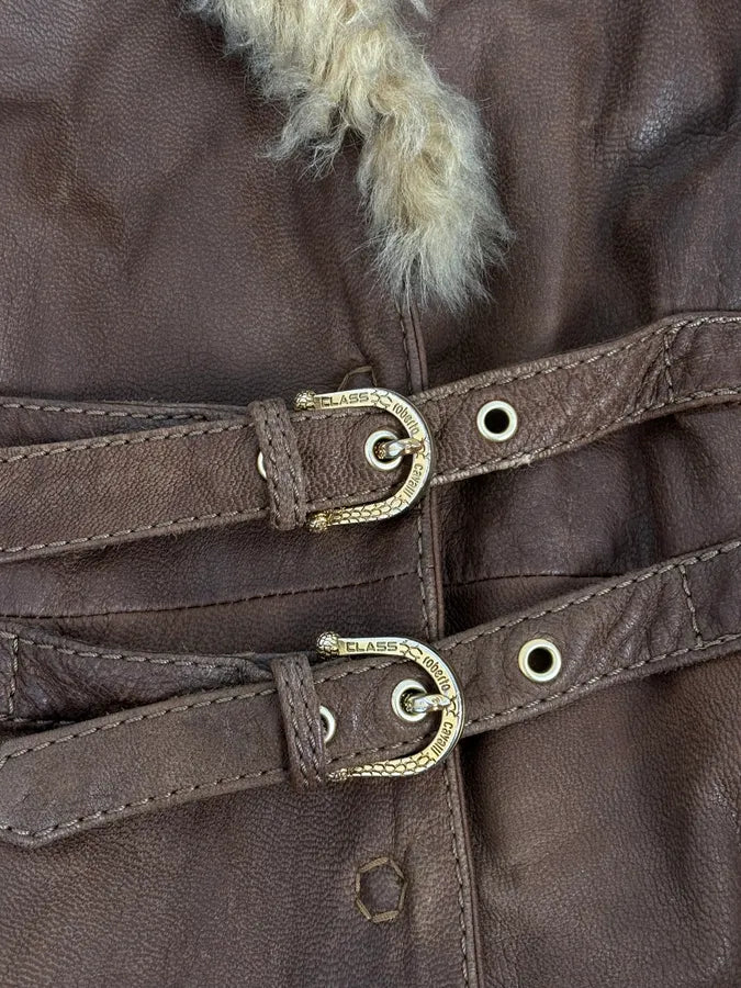 2000s Roberto Cavalli Brown Premium Leather Fur Trench Coat ppHqwDV 9