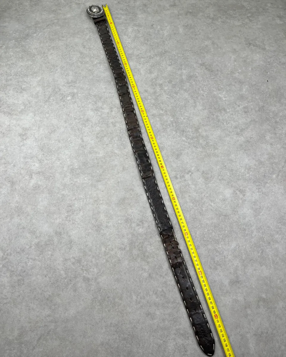 Roberto Cavalli Brown Leather Western Crackle Belt cIxOZAW 9