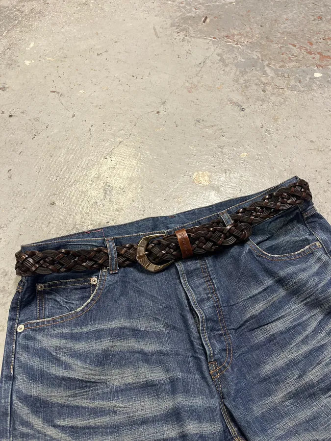 Roberto Cavalli Brown Leather Woven Belt ItIvHJE 1