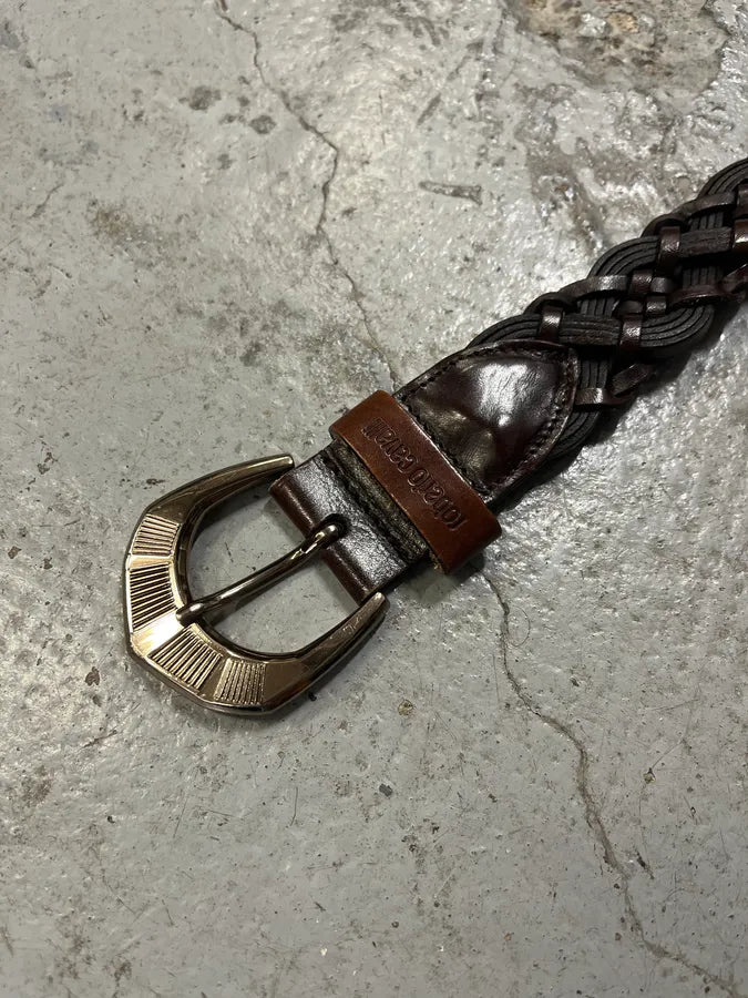 Roberto Cavalli Brown Leather Woven Belt ItIvHJE 5