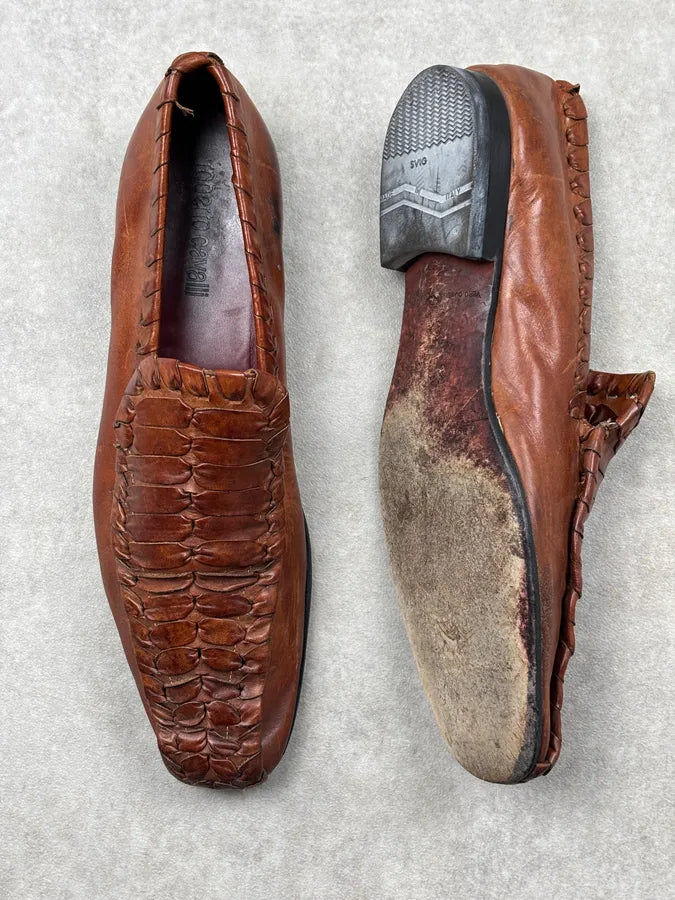 2000s Roberto Cavalli Brown Leather Woven Loafers APBuAJE 6
