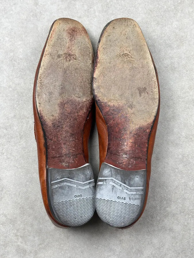 2000s Roberto Cavalli Brown Leather Woven Loafers APBuAJE 9
