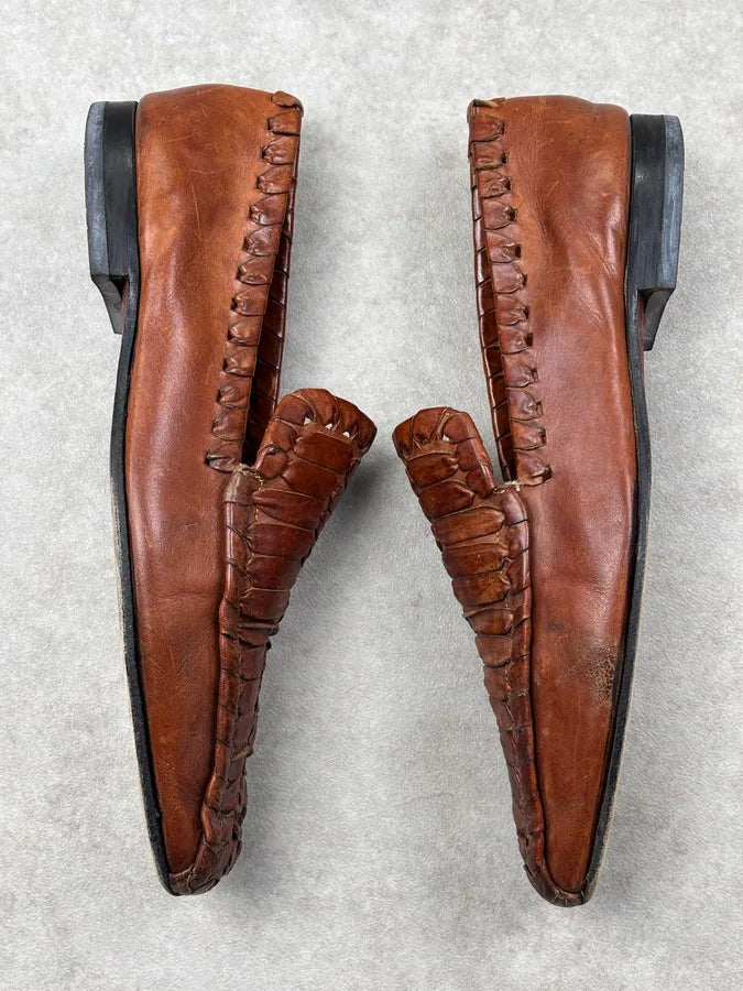 2000s Roberto Cavalli Brown Leather Woven Loafers APBuAJE 4