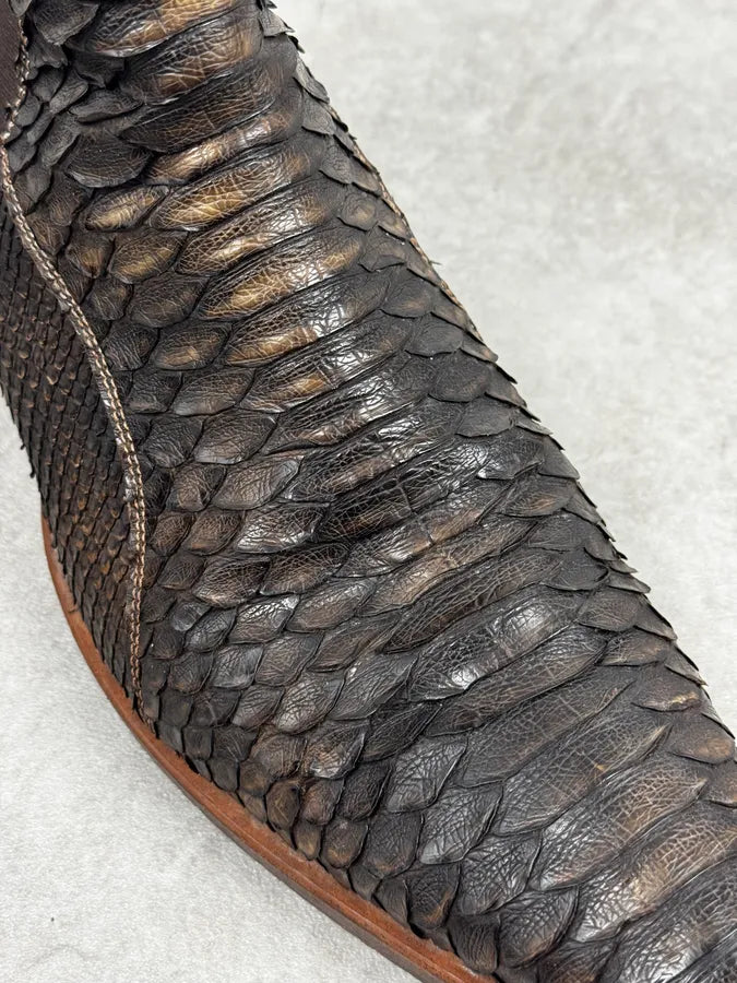 2000s Roberto Cavalli Brown Python Cowboy Boots WRvVdEX 5