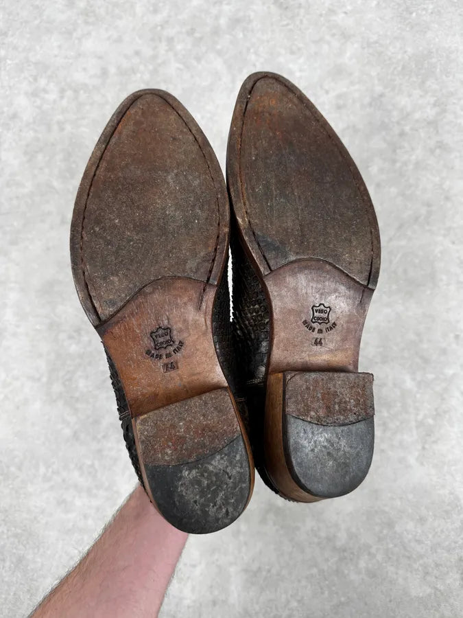 2000s Roberto Cavalli Brown Python Cowboy Boots WRvVdEX 7