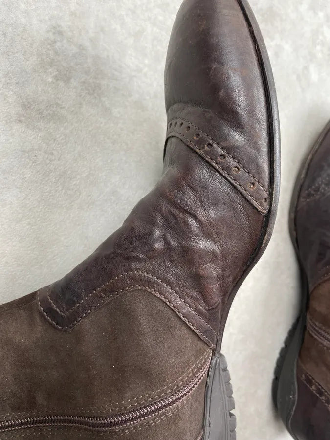 2000s Cavalli Brown Suede Chelsea Leather Boots jKWlEOo 7