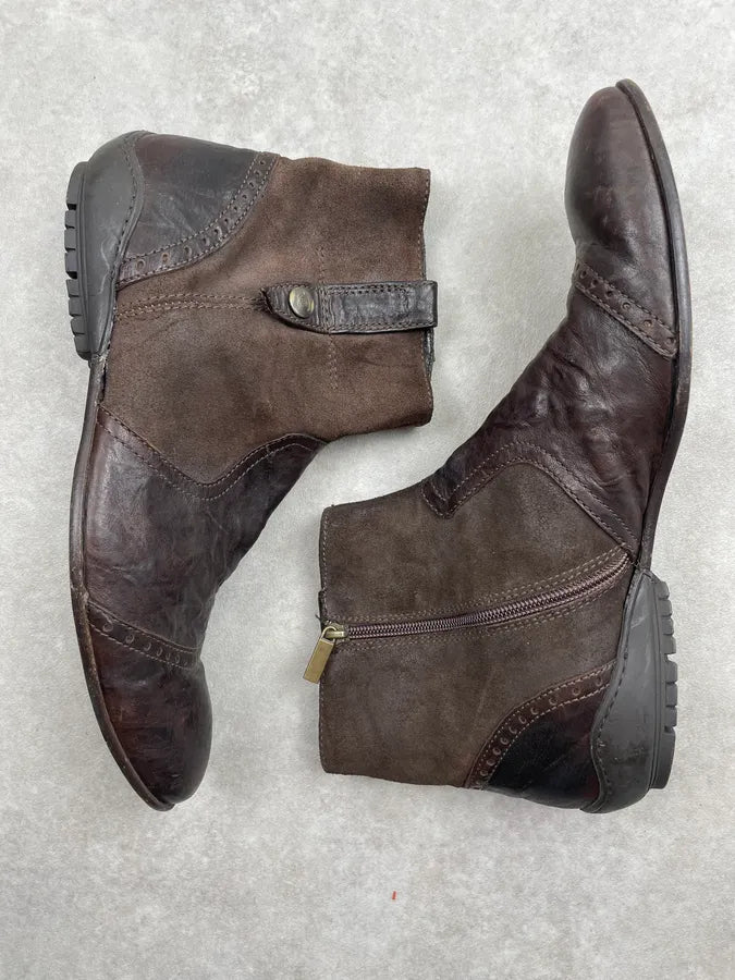 2000s Cavalli Brown Suede Chelsea Leather Boots jKWlEOo 4
