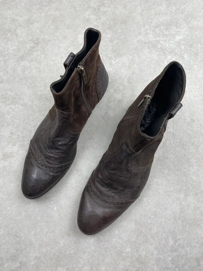 2000s Cavalli Brown Suede Chelsea Leather Boots jKWlEOo 2